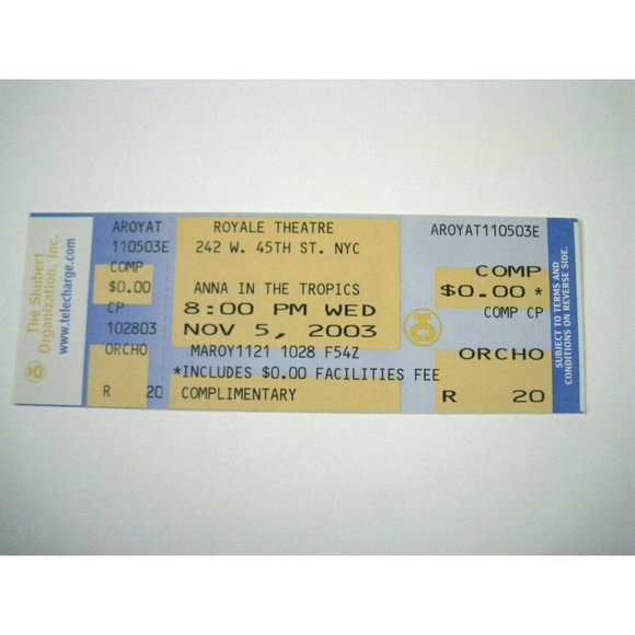 Anna in Tropics Playbill 2003 Royale Theatre Ticket Jimmy Smits Priscilla Lopez - Picture 2 of 12